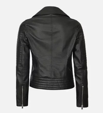 Women’s Black Asymmetric Leather Biker Jacket