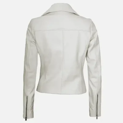 Women’s White Moto Leather Jacket