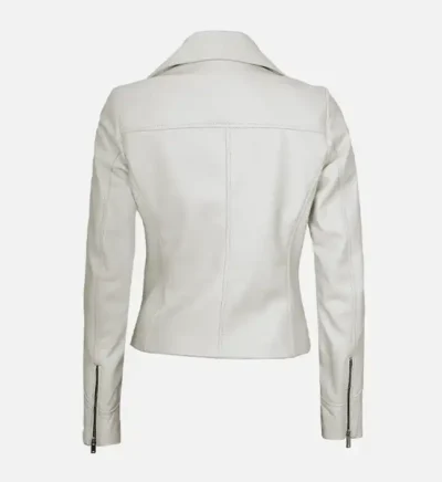 Women’s White Moto Leather Jacket