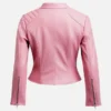 Women’s Pink Leather Biker Jacket