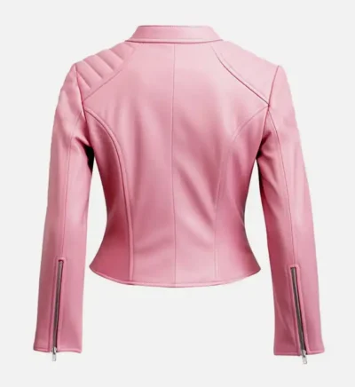 Women’s Pink Leather Biker Jacket