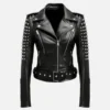 Women’s Black Studded Leather Biker Jacket