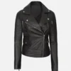 Women’s Black Asymmetric Leather Biker Jacket