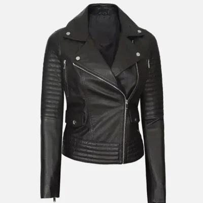 Women’s Black Asymmetric Leather Biker Jacket