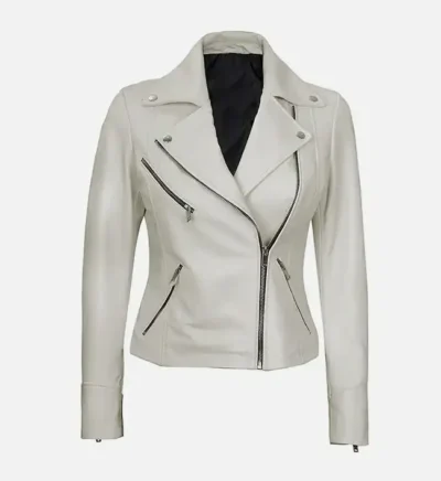 Women’s White Moto Leather Jacket