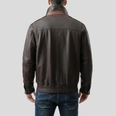 Astra Brown Bomber Leather Jacket