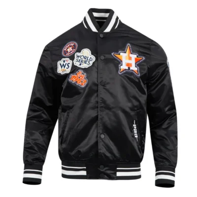 Astros Retro Pick-Stitch Ribbed Satin Jacket