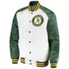 Athletics Signature Clean-Up Hitter Jacket in White and Green