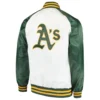 Athletics Signature Clean-Up Hitter Jacket in White and Green