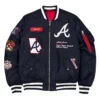 Atlanta Braves Premium Navy Zip Bomber Jacket
