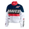 Atlanta Braves Racing Stripe Full-Zip Navy and White Jacket