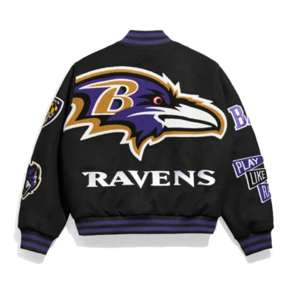 Baltimore Ravens Iconic Varsity Jacket in Black Wool