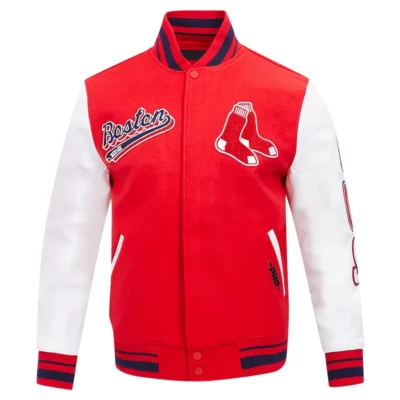 Boston Red Sox Classic Red and White Script Tail Jacket