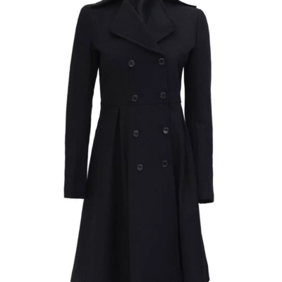 Carol Women’s Black Wool Double-Breasted Trench Coat