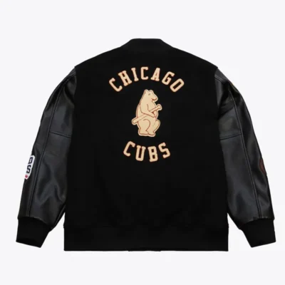 Chicago Cubs Classic Blackout Logo Varsity Jacket 