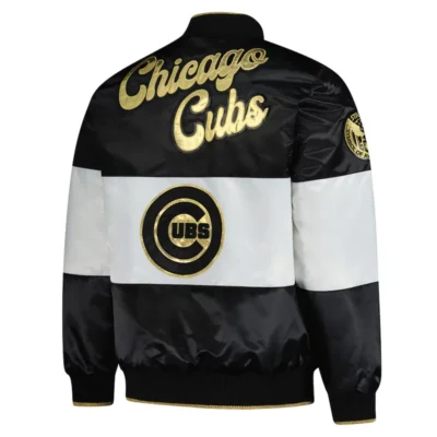 Chicago Cubs Retro Black/White Satin Team Jacket