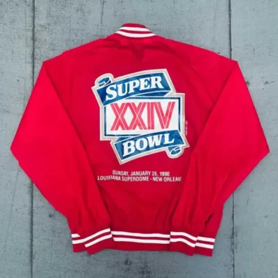 Curry-San-Francisco-49ers-1989-Super-Bowl-XXIV-Red-Varsity-Jacket-Back