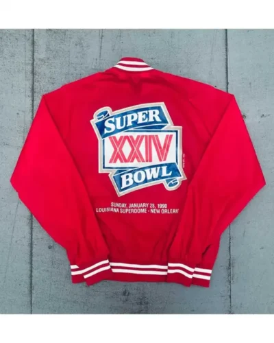 Curry-San-Francisco-49ers-1989-Super-Bowl-XXIV-Red-Varsity-Jacket-Back