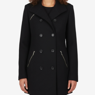 Debbie Women’s Timeless Black Double-Breasted Wool Overcoat