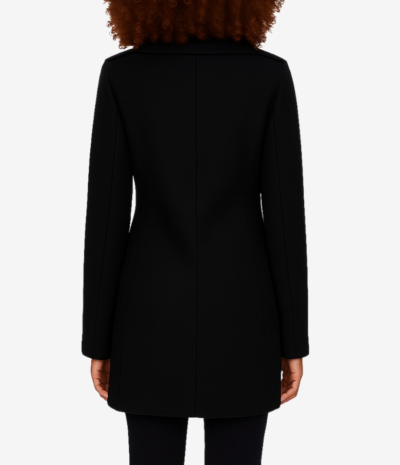 Debbie Women’s Timeless Black Double-Breasted Wool Overcoat