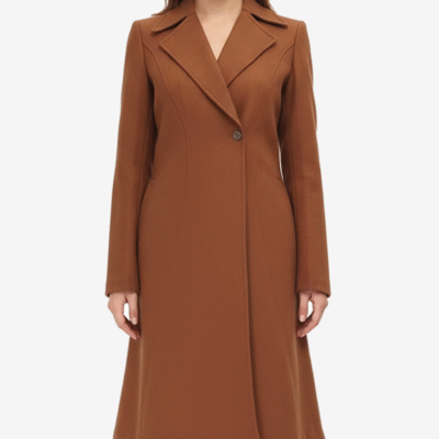 Denise Women’s Camel Brown Double-Breasted Wool Coat