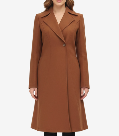 Denise Women’s Camel Brown Double-Breasted Wool Coat