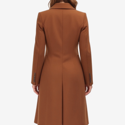 Denise Women’s Camel Brown Double-Breasted Wool Coat