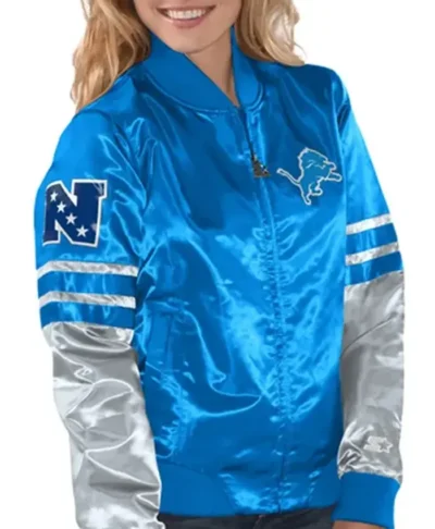 Detroit-Lions-Tie-Breaker-Women-Blue-Satin-Starter-Bomber