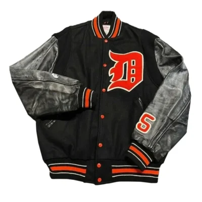Detroit Tigers Iconic Black Letterman Jacket