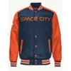 Houston Astros Heritage Blue-Orange Varsity Satin Jacket