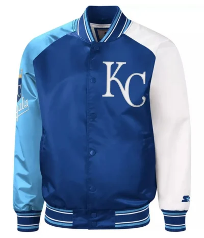 KC Royals Royal and Light Blue Reliever Satin Jacket