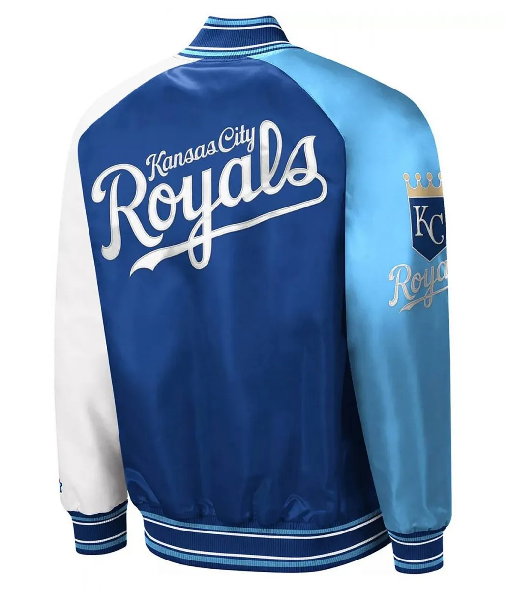 KC Royals Royal and Light Blue Reliever Satin Jacket
