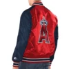 LA Angels Red & Navy Renegade Varsity Satin Jacket