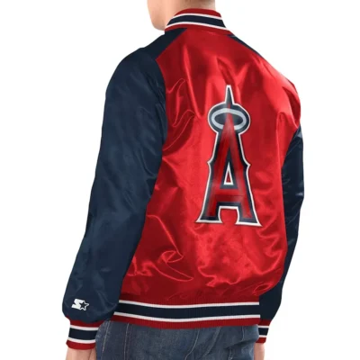 LA Angels Red & Navy Renegade Varsity Satin Jacket