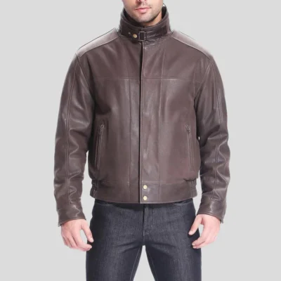 Lee Rugged Brown Leather Bomber Jacket