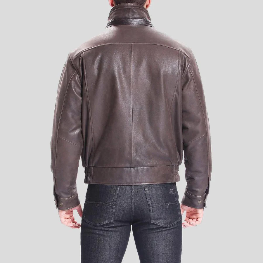 Lee Rugged Brown Leather Bomber Jacket