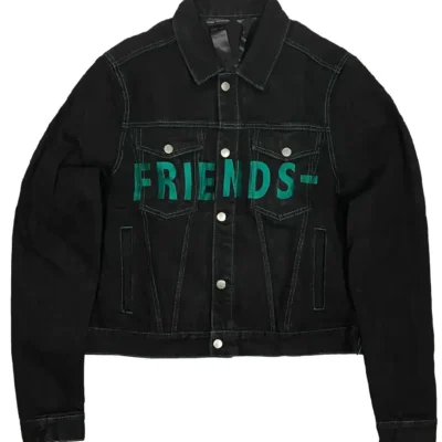 Mem Black Vlone Green-Trim Denim Jacket