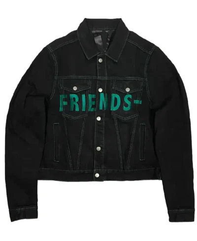 Mem Black Vlone Green-Trim Denim Jacket