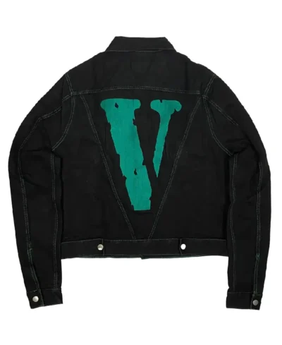 Mem Black Vlone Green-Trim Denim Jacket