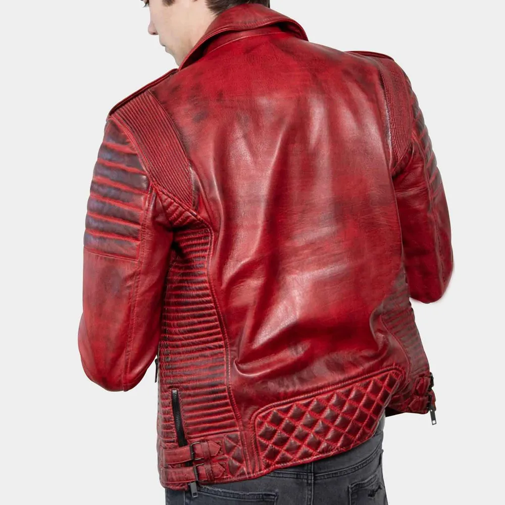Men’s Bold Red Padded Motorcycle Jacket