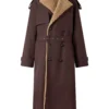 Men's Brown Shearling Trench Coat