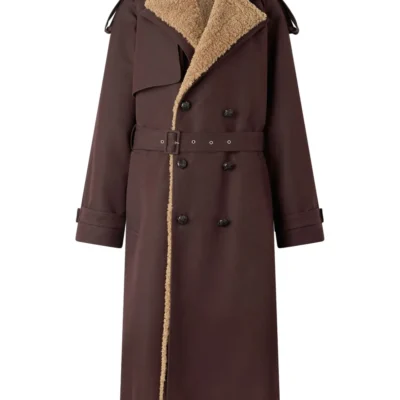 Men's Brown Shearling Trench Coat