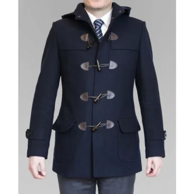 Men’s Classic Navy Wool Duffle Coat