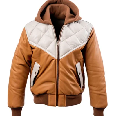 Men’s Cream and White Quilted Sheepskin Winter Jacket