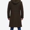 Men’s Delbert Olive Wool Overcoat with Hood & Zip Front