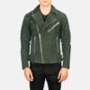 Men’s Green Suede Moto Jacket