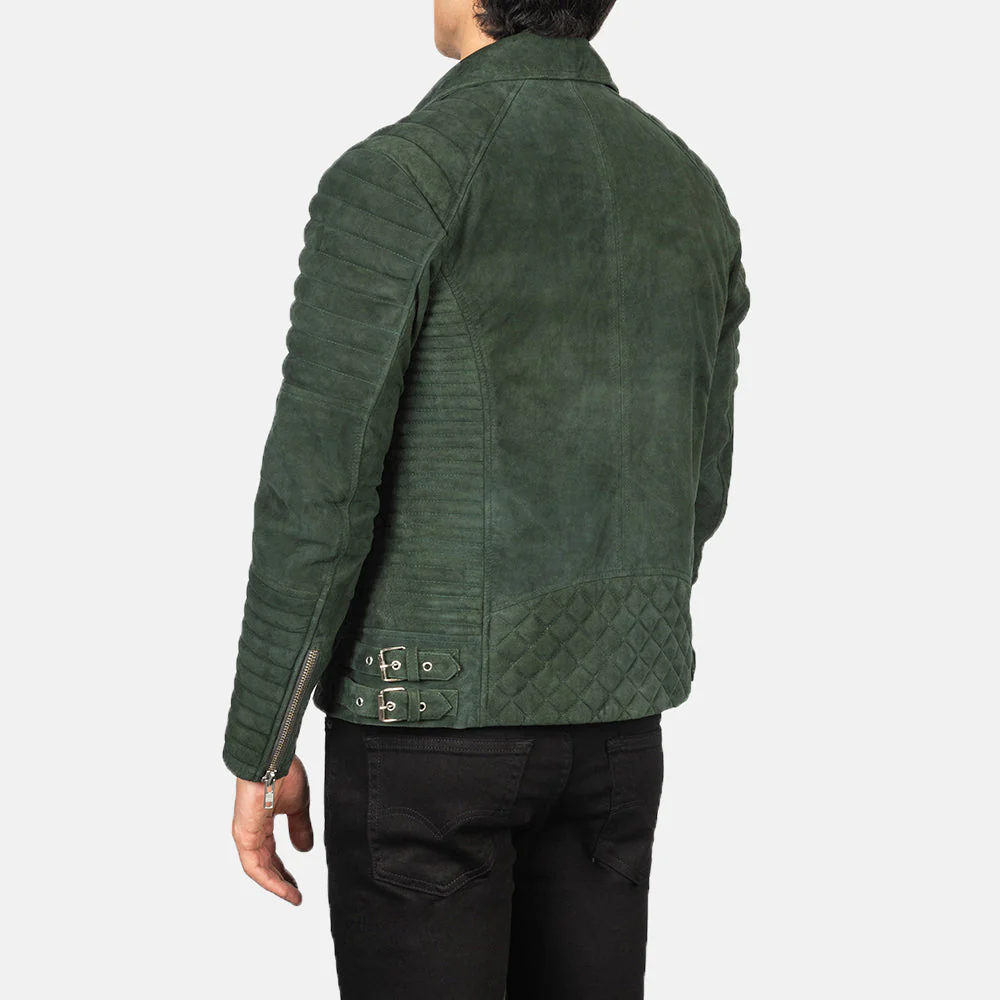 Men’s Green Suede Moto Jacket