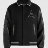 Men’s Grey Mona Lisa Wool-Blend Varsity Jacket