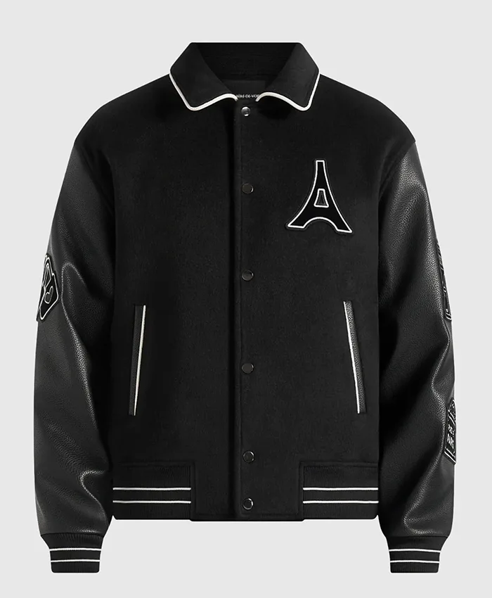 Men’s Grey Mona Lisa Wool-Blend Varsity Jacket