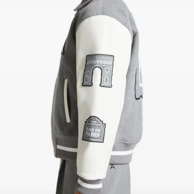 Men’s Grey Mona Lisa Wool-Blend Varsity Jacket